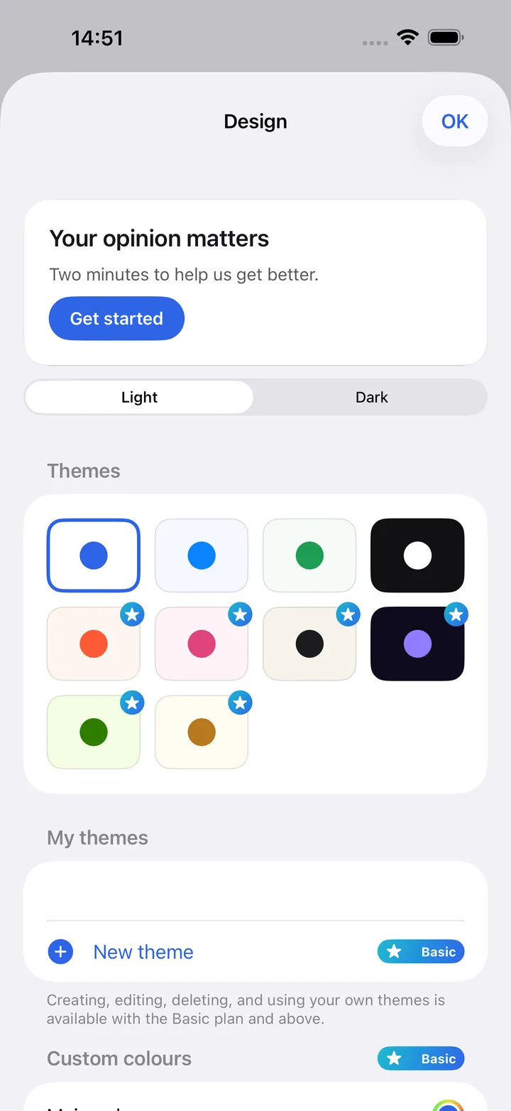 Choosing a colour theme for a form in Kivoform